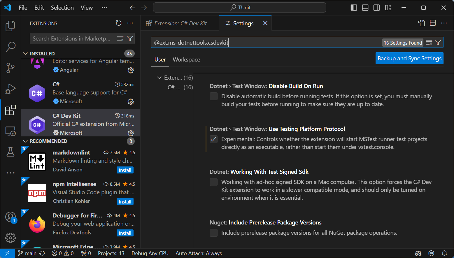 Visual Studio Code Settings